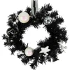 Pre-Lit Battery Operated Black Pine Christmas Wreath - 16" - Cool White LED Lights