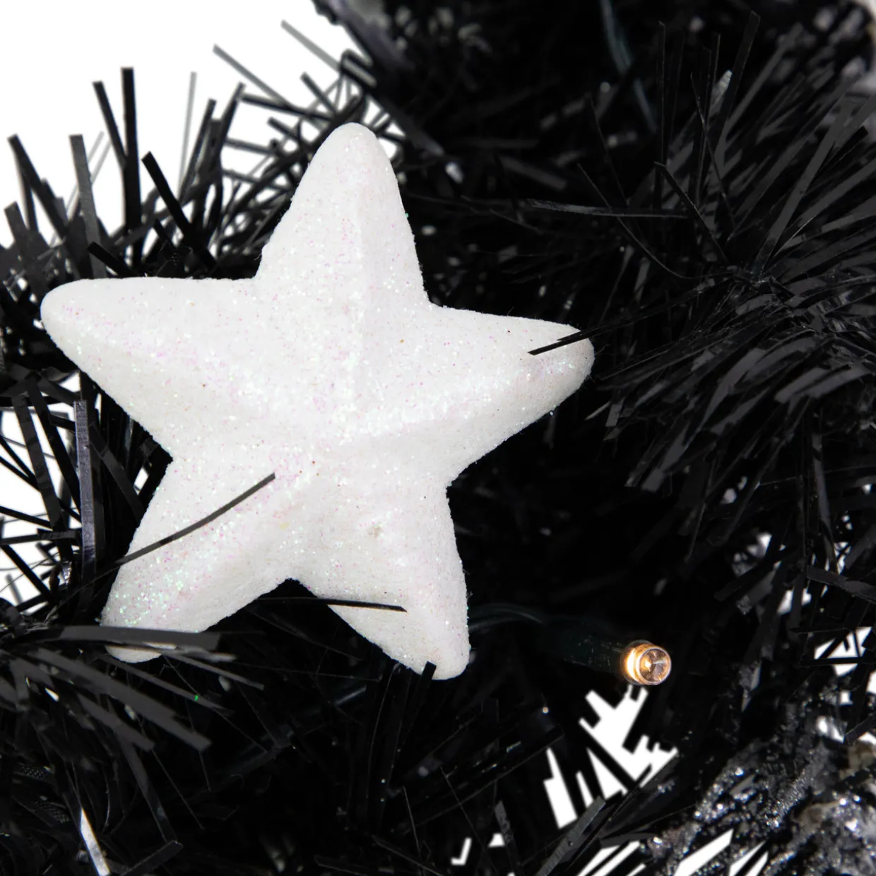 Pre-Lit Battery Operated Black Pine Christmas Wreath - 16" - Cool White LED Lights