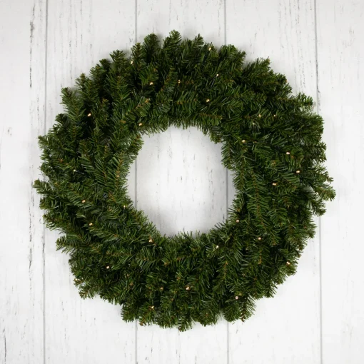 Pre-Lit Battery Operated Canadian Pine Christmas Wreath - 24" - Clear LED Lights