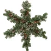 Pre-Lit Battery Operated Frosted Mixed Pine Christmas Snowflake Wreath - 32" - Warm White LED Lights