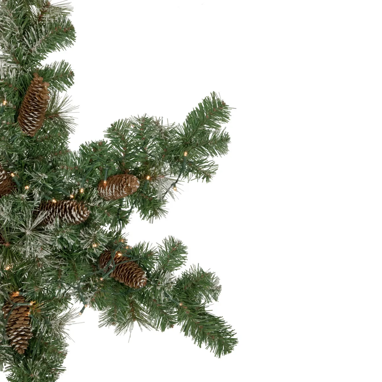 Pre-Lit Battery Operated Frosted Mixed Pine Christmas Snowflake Wreath - 32" - Warm White LED Lights