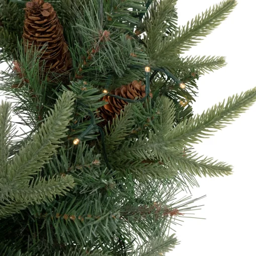 Pre-Lit Battery Operated Mixed Pine and Pine Cone Christmas Wreath - 24" - Warm White LED Lights