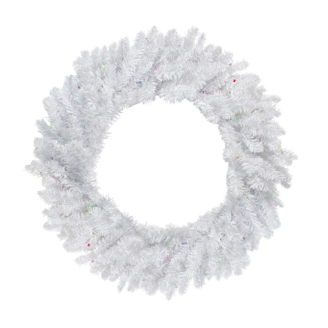Pre-Lit Battery Operated Snow White Christmas Wreath - 30" - Multicolor LED Lights
