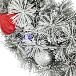 Pre-Lit Battery Operated Snowy Bristle Pine Christmas Wreath - 24