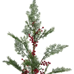 Pre-Lit Berries and Pine Artificial Potted Christmas Tree - 3' - Warm White LED Lights