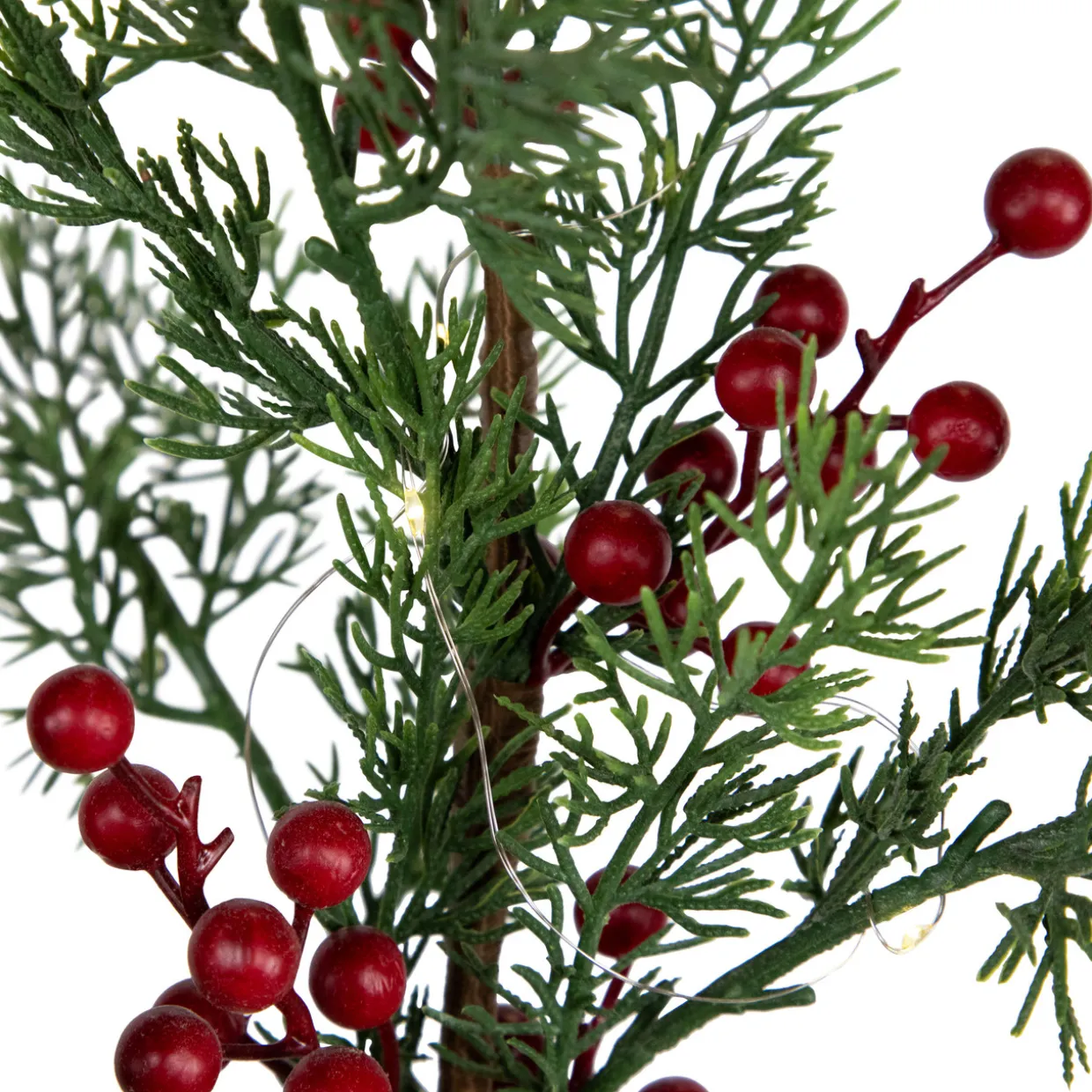 Pre-Lit Berries and Pine Artificial Potted Christmas Tree - 3' - Warm White LED Lights