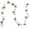 Pre-Lit B/O Pine, Berry and Snowflake Christmas Garland - 6' - Warm White LED Lights