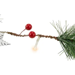 Pre-Lit B/O Pine, Berry and Snowflake Christmas Garland - 6' - Warm White LED Lights