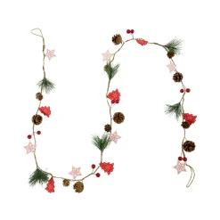 Pre-Lit B/O Tree, Star, and Pinecone Christmas Garland - 6.5' - Warm White