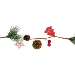 Pre-Lit B/O Tree, Star, and Pinecone Christmas Garland - 6.5' - Warm White