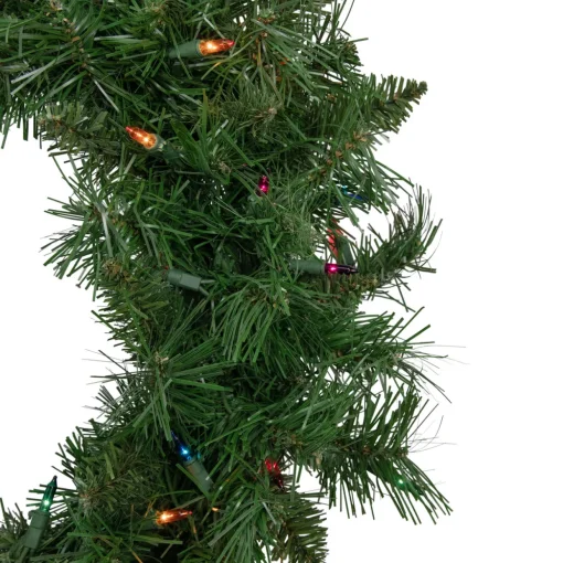 Pre-lit Chatham Pine Artificial Christmas Wreath, 24-Inch, Multi-Color Lights
