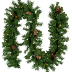 Pre-Lit Dakota Red Pine Artificial Christmas Garland - 9' x 12" - Clear AlwaysLit Lights