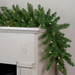 Pre-Lit Eastern Pine Artificial Christmas Garland - 9' x 12" - Clear Lights