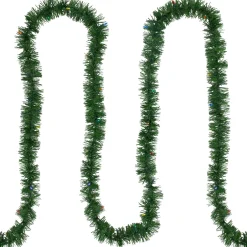 Pre-Lit LED Battery Operated Pine Artificial Christmas Garland - 18' - Multicolor Lights