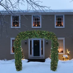 Pre-Lit Pine Artificial Christmas Archway Decoration - 9' x 8' - Clear Lights