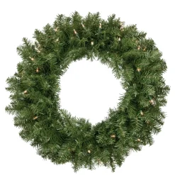Pre-Lit Rockwood Pine Artificial Christmas Wreath - 24-Inch, Clear Lights