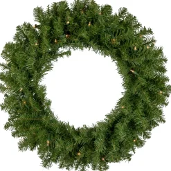 Pre-Lit Rockwood Pine Artificial Christmas Wreath - 24" - Clear Lights