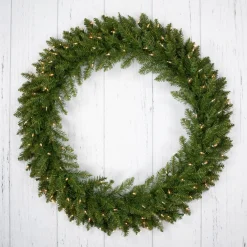Pre-Lit Rockwood Pine Artificial Christmas Wreath, 36-Inch, Clear Lights