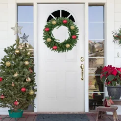 Pre-Lit Sierra Noble Fir Artificial Christmas Wreath, 30-Inch, Clear Lights