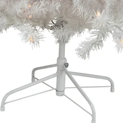 Pre-Lit Slim Flocked White Pine Artificial Christmas Tree - 7.5' - Warm White LED Lights