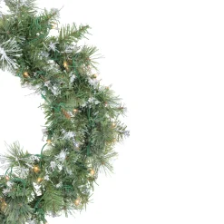 Pre-Lit Snow Mountain Pine Artificial Christmas Wreath - 24" - Clear Lights
