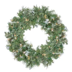 Pre-Lit Snow Mountain Pine Artificial Christmas Wreath - 30" - Clear Lights