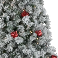 Pre-Lit Snowy Bristle Pine Artificial Christmas Tree - 7.5' - Warm White LED Lights