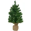Pre-Lit Two-Tone Green Pine Artificial Christmas Tree in Burlap - 18" - Clear LED Lights