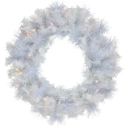 Pre-Lit Vermont White Pine Artificial Christmas Wreath, 24-Inch, Clear Lights