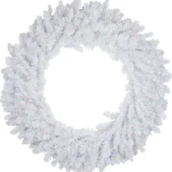 Pre-Lit White Pine Battery Operated Christmas Wreath - 36" - Multicolor LED Lights
