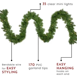 Pre-Lit Windsor Pine Artificial Christmas Garland - 9' x 10