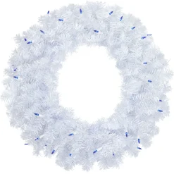 Pre-Lit Woodbury White Pine Artificial Christmas Wreath, 24-Inch, Blue Lights