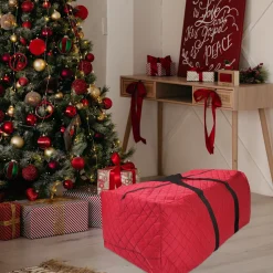 Quilted Red Christmas Holiday Storage Bag