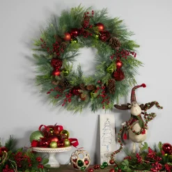 Real Touch™ Berries, Pinecones and Ornaments Artificial Christmas Wreath - 36