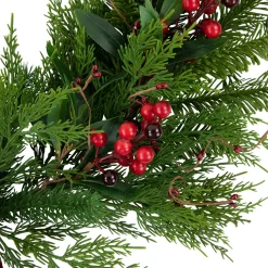 Real Touch™? Cypress and Pine with Berries Artificial Christmas Wreath - 28