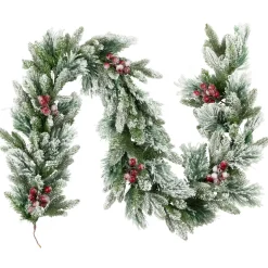 Real Touch™? Flocked Calloway Fir with Berries Artificial Christmas Garland - 7' x 12" - Unlit
