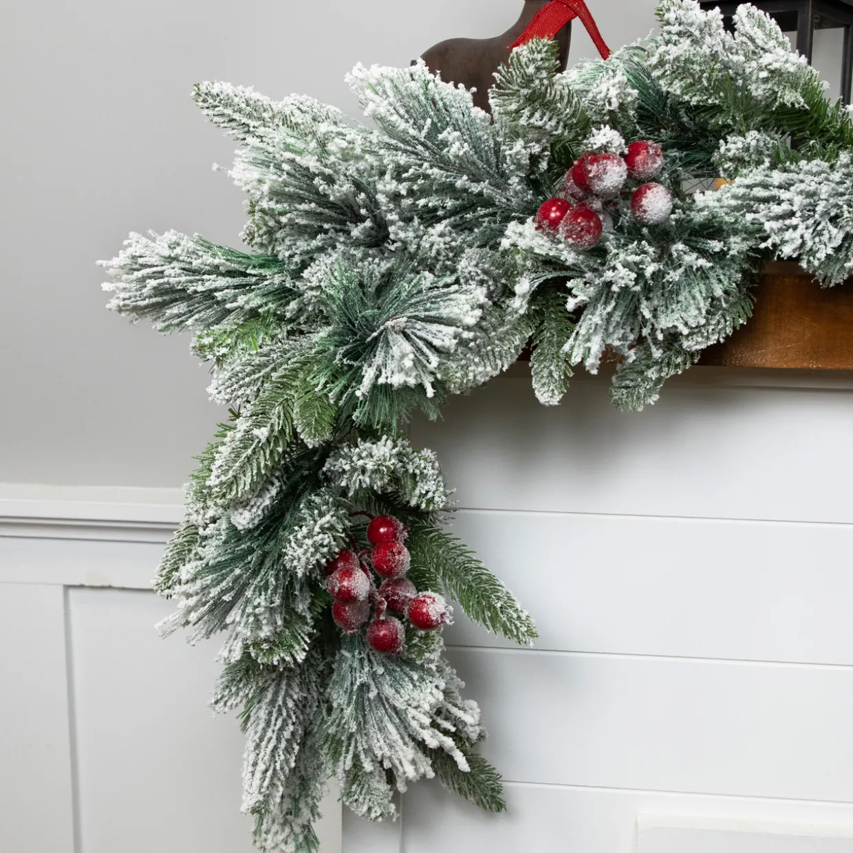 Real Touch™? Flocked Calloway Fir with Berries Artificial Christmas Garland - 7' x 12" - Unlit