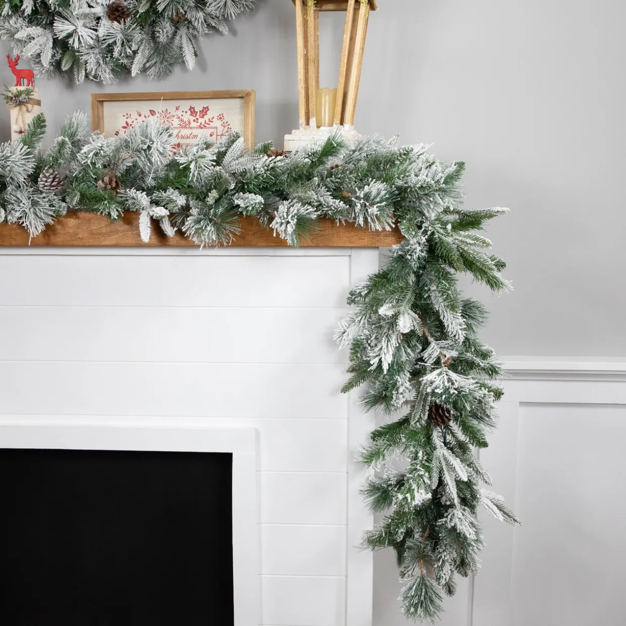 Real Touch™? Flocked Rosemary Emerald Angel Pine Artificial Christmas Garland - 9' x 14" - Unlit