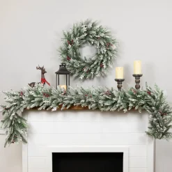Real Touch™? Flocked Wind River Fir with Berries Artificial Christmas Garland - 7' x 12