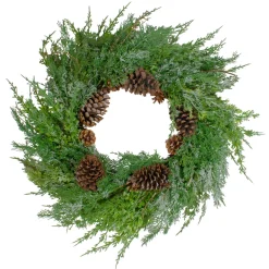 Real Touch™? Frosted Cedar and Pinecone Artificial Christmas Wreath - 26" - Unlit