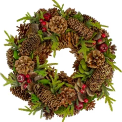 Real Touch™? Glittered Pine and Pinecone Artificial Christmas Wreath - 13" - Unlit
