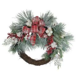 Real Touch™? Iced Mixed Pine and Holly Berry Artificial Christmas Wreath - 24" - Unlit