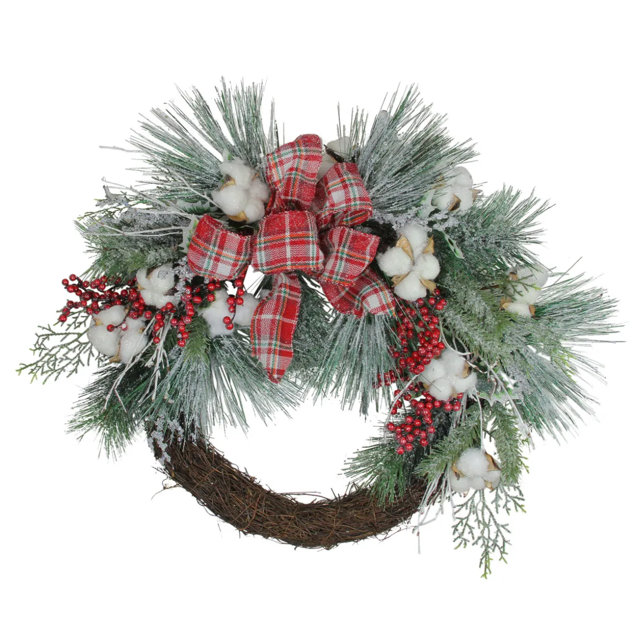 Real Touch™? Iced Mixed Pine and Holly Berry Artificial Christmas Wreath - 24" - Unlit