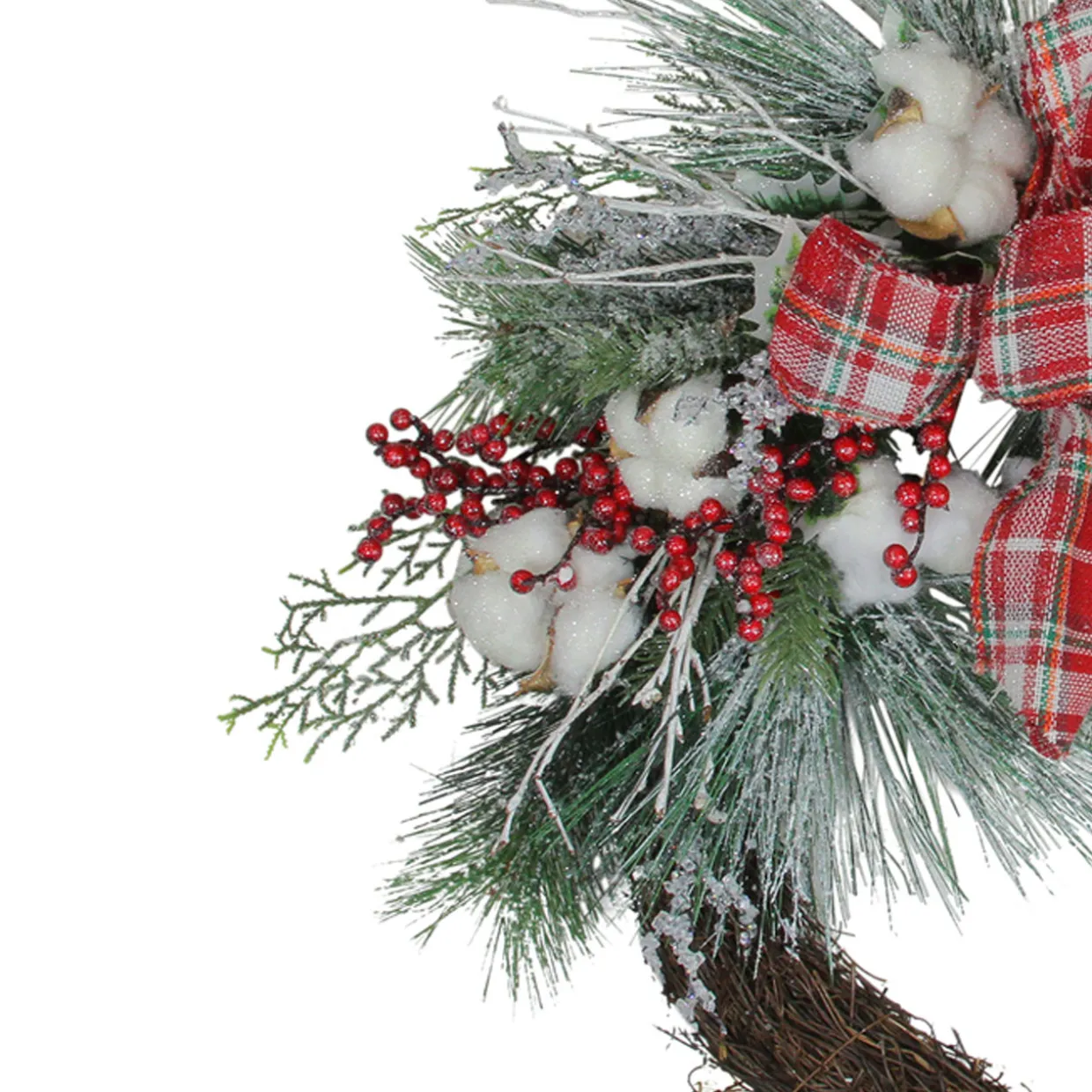 Real Touch™? Iced Mixed Pine and Holly Berry Artificial Christmas Wreath - 24" - Unlit