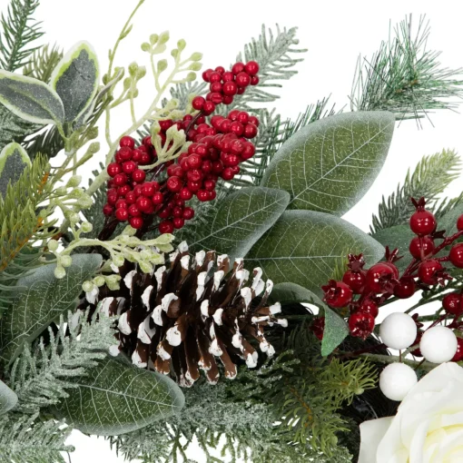 Real Touch™? Mixed Foliage and Roses Artificial Christmas Wreath 30" - Unlit