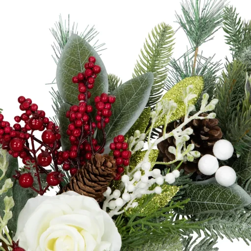Real Touch™? Mixed Foliage and Roses Artificial Christmas Wreath 30" - Unlit