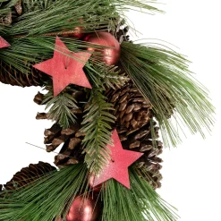 Real Touch™? Pine and Pinecone Artificial Christmas Wreath with Stars - 13.5