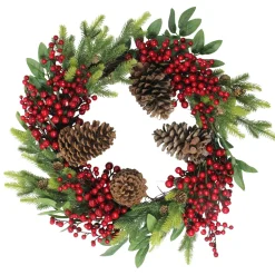 Real Touch™ Pinecone and Berry Artificial Christmas Wreath - 22" - Unlit
