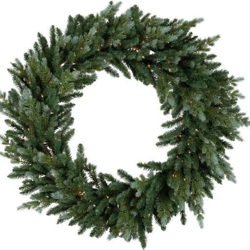 Real Touch™? Pre-Lit Blue Spruce Artificial Christmas Wreath - 48" - Clear Lights