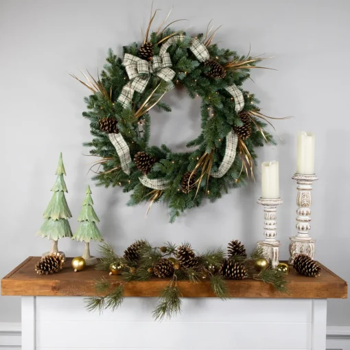 Real Touch™? Pre-Lit Blue Spruce Artificial Christmas Wreath - 48" - Clear Lights